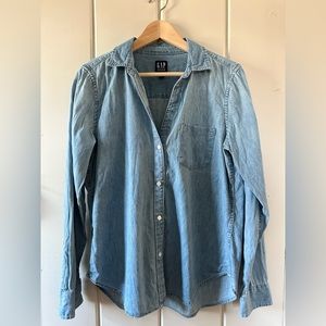 Gap V-Neck Denim Long-Sleeve Shirt